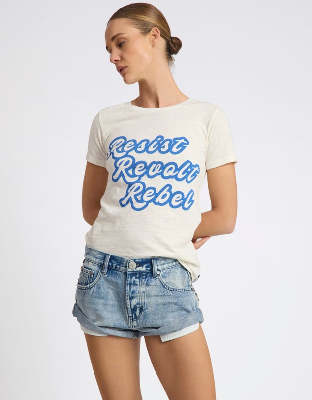ONE TEASPOON - 25th Anniversary Resist Revolt Rebel Tee - White