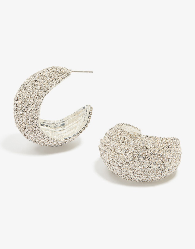 Lovisa - Silver Diamante Thick Hoop Earrings
