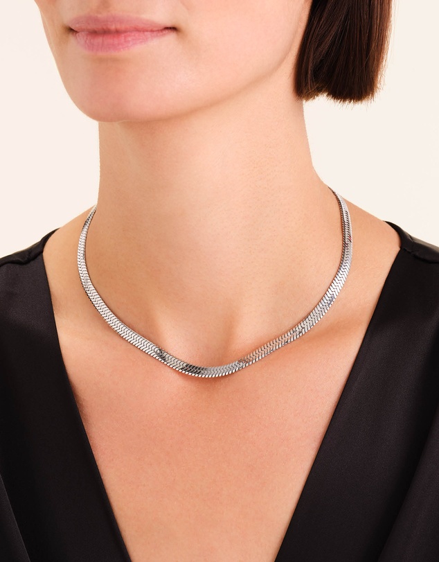 Rosefield - Large Snake Silver-Tone Necklace