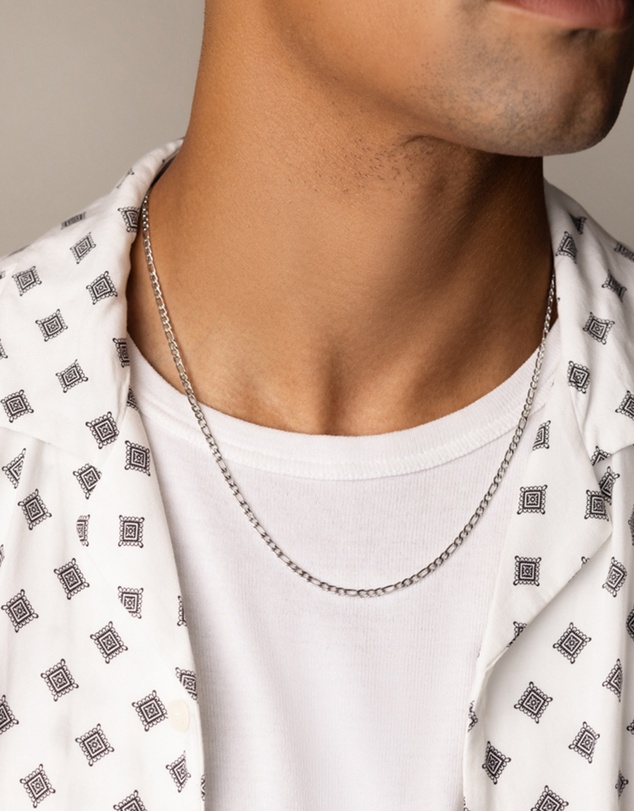 Nialaya Jewellery - Men's Silver Figaro Chain in 3mm