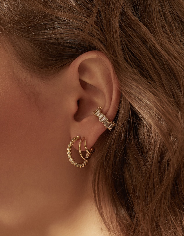 Wanderlust + Co - Triple Pave 13mm Hoop Earrings