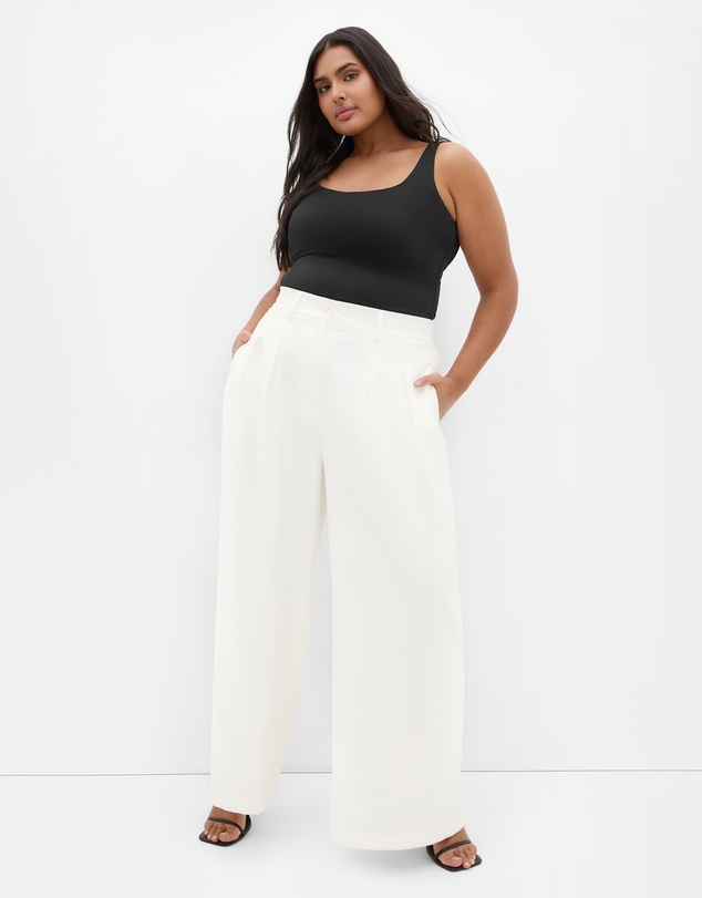 City Chic - Plus size Abbie Fully Lined Wide Leg Pant - ivory