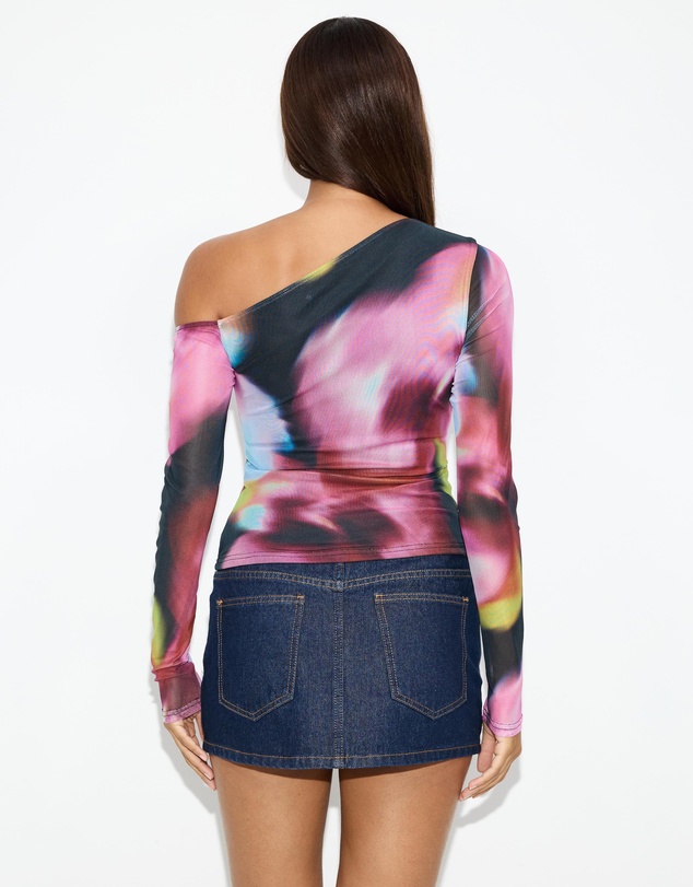 Dazie - Alina Asymmetrical Mesh Top