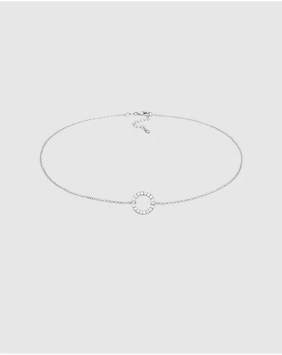 Elli Jewelry - Circle Zirconia Choker Necklace in 925 Silver
