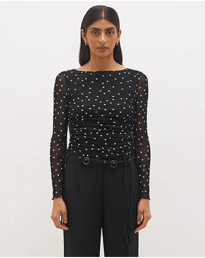 MON RENN - Vesper Spot Long Sleeve Top