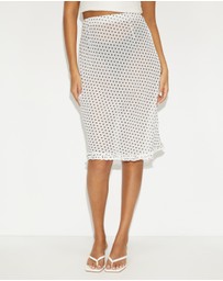 Dazie - Cascade Semi Sheer Polka Midi Skirt