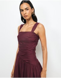 AERE - Kylara Ruched Midi Dress