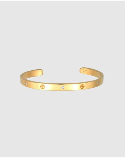 Elli Jewelry - Cross Zirconia Bangle in Gold-Plated 925 Silver