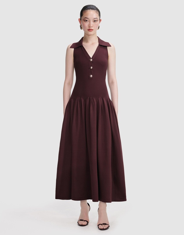 Self Portrait - Ribbed Knit Midi Dress