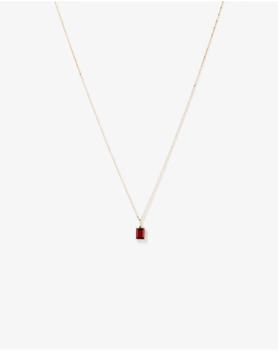 Michael Hill - Emerald Cut Red Garnet Gemstone Pendant Necklace in 10kt Yellow Gold