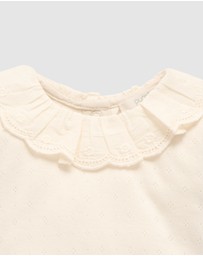 Purebaby - Ruffle Pointelle Bodysuit -Kids-Babies