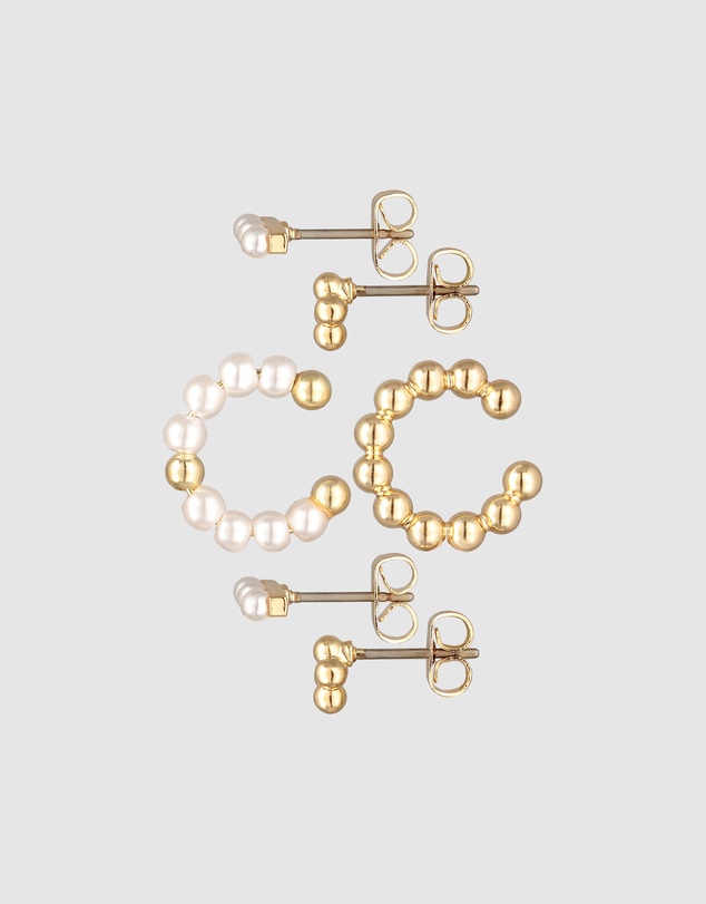 Elli Jewelry - Earrings Set Earcuff Beads Brass Collection