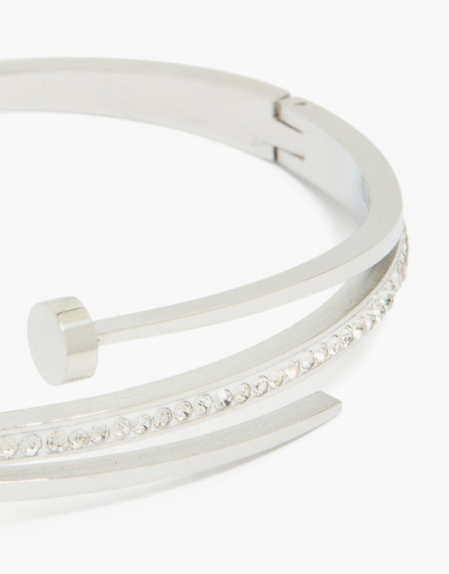 Lovisa - Waterproof Stainless Steel Cubic Zirconia Nail Hinge Bangle