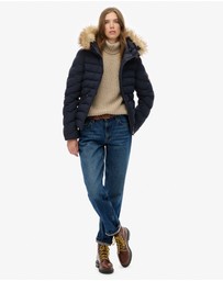 Superdry - Fuji Faux Fur Slim Fit Hood Padded Jacket