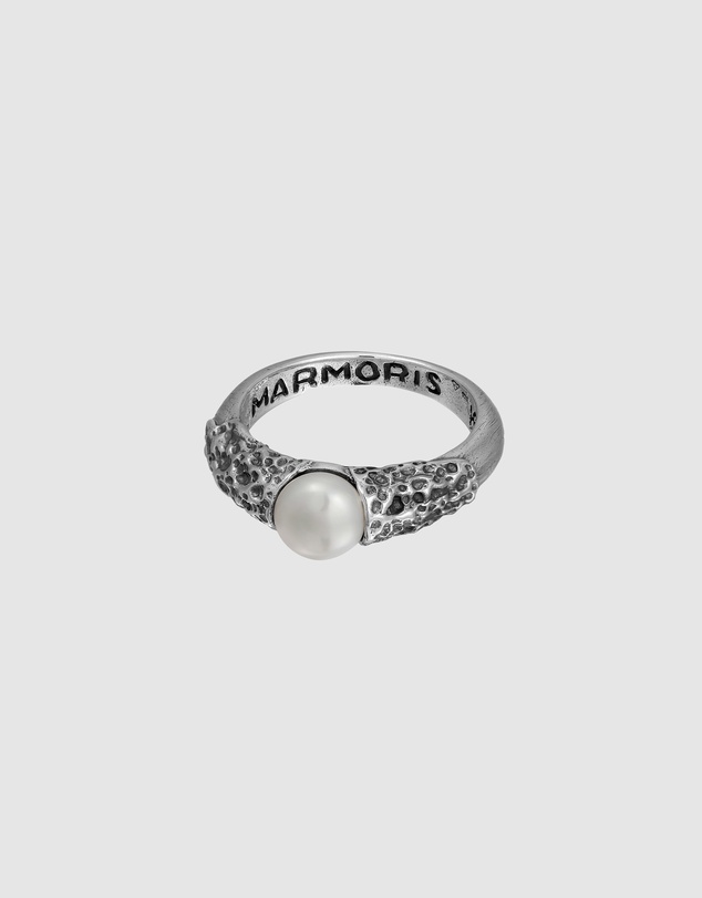 Haze & Glory - ICONIC EXCLUSIVE - Pearl Solitaire Ring in Oxidised 925 Silver