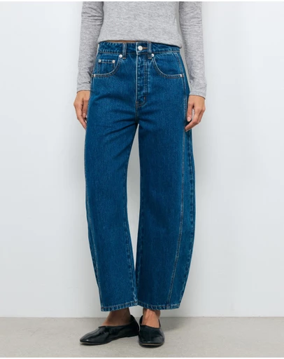AERE - Mid Rise Barrel Leg Jeans