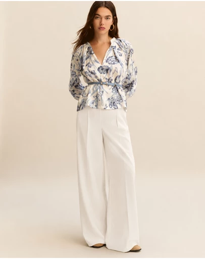 Emme - Wool White Technical Twill Trousers