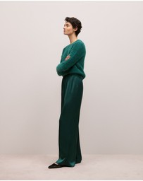 Trenery - Satin Pull On Pant in Forest