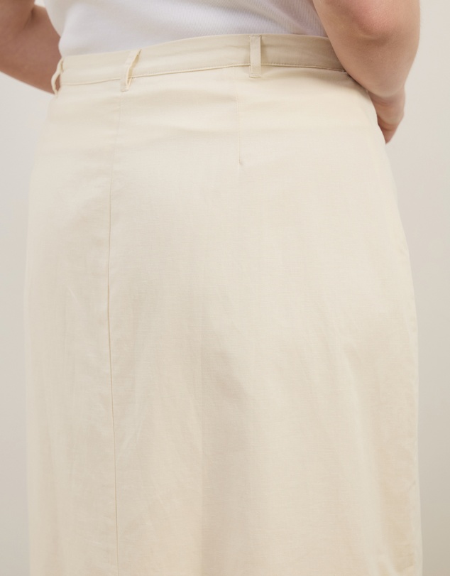Atmos&Here Curvy - Heidi Linen Blend Midi Skirt