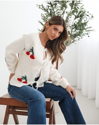 Esther & Co - Jaya Cardigan - Cream Print