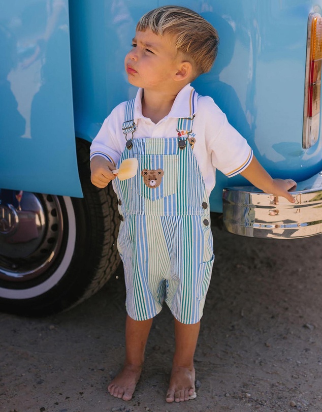 Huxbaby - Beach Club Hux Variegated Stripe Shortalls - Babies-Kids