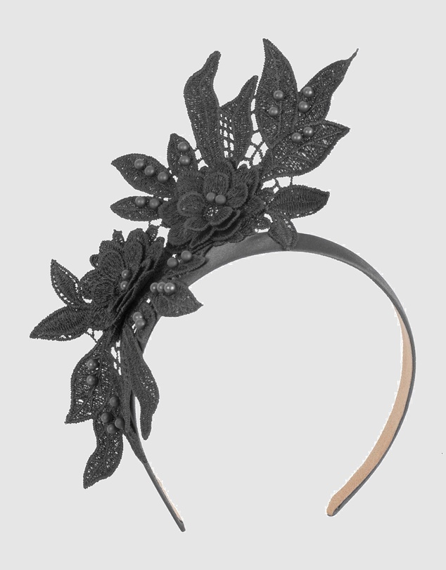 Max Alexander - Lace Crown Black Headband Fascinator
