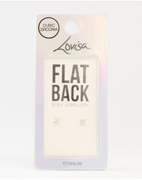 Lovisa - Gold Plated Titanium Cubic Zirconia Stud Flat Backs 2-Pack