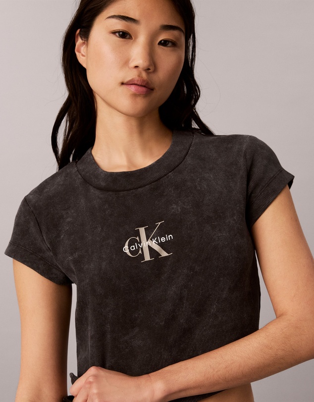 Calvin Klein Jeans - Monologo Rib Acid Wash Baby Tee