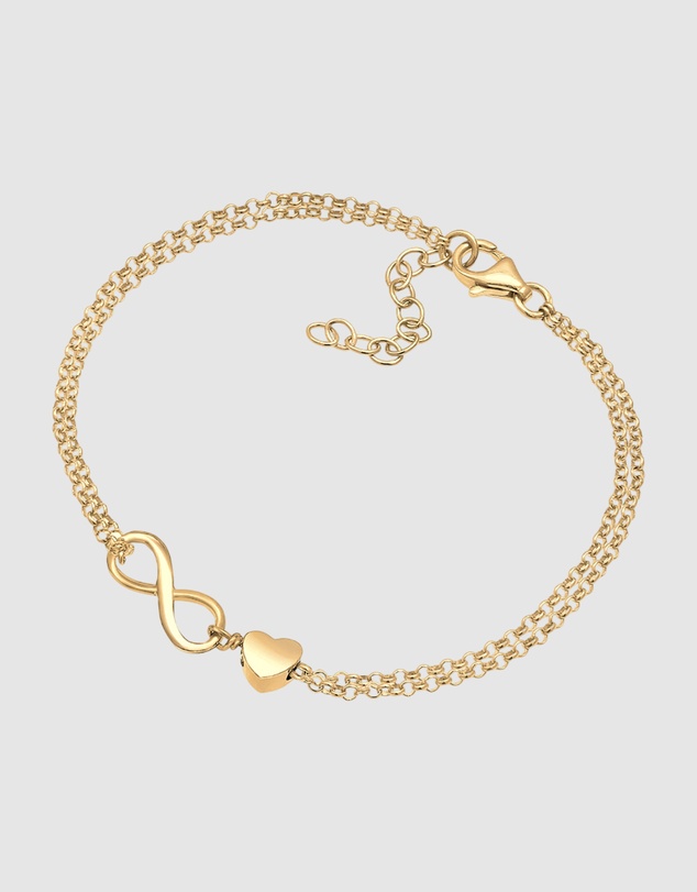 Elli Jewelry - Bracelet Heart Infinity 925 Sterling Silver Gold-Plated