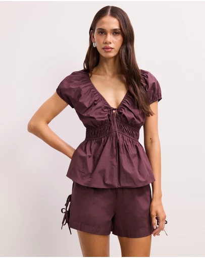 The Fated - Emira Gathered Tie Top