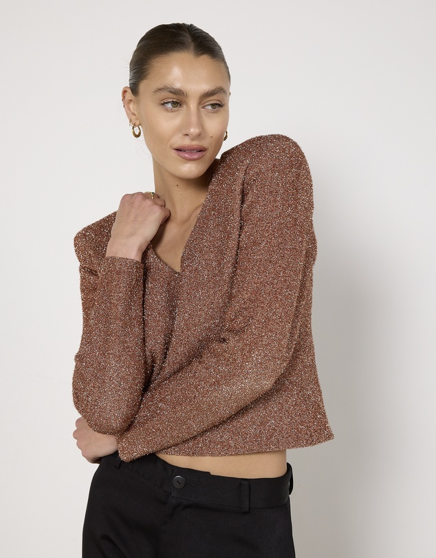 Cirkular - Pre-Loved - Scanlan Theodore Metallic Rose Gold Top