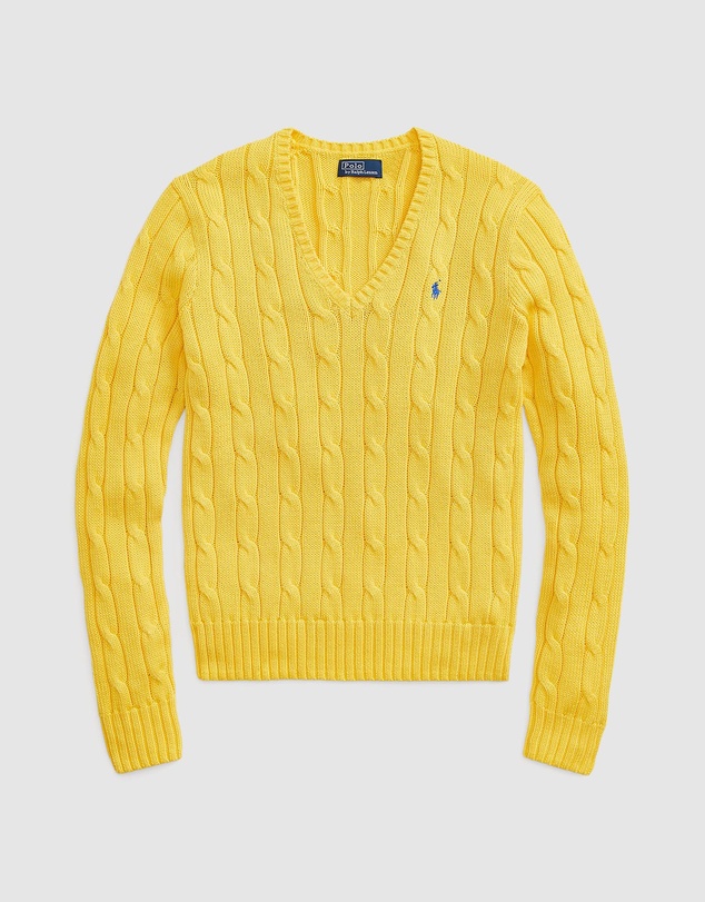 Polo Ralph Lauren - Cable-Knit Cotton V-Neck Sweater