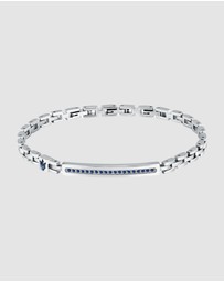 Maserati - Maserati Men's Stainless Steel Blue Logo Bracelet