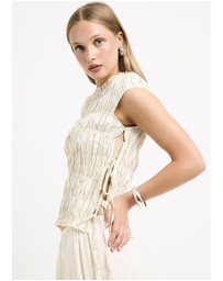 Subtitled - Belly Shirred Tie Top