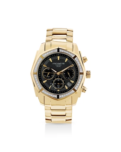 Michael Hill - Men's Solar Chronograph Watch with 0.50 Carat TW of Diamonds in Gold Tone Stainless Steel