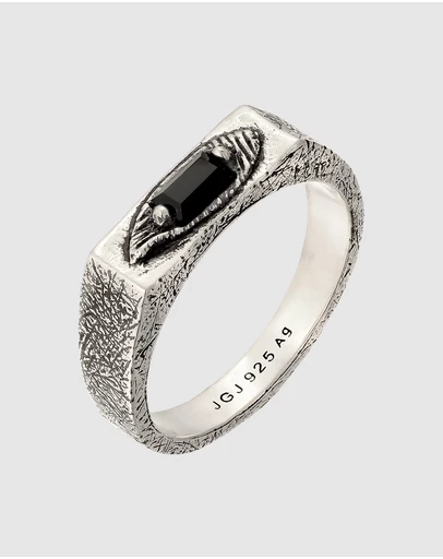 Haze & Glory - ICONIC EXCLUSIVE - Ring Men Signet Onyx Gemstone 925 Sterling Silver