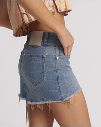 ONE TEASPOON - Junkyard Low Waist Mini Denim Skirt - Tropical Blue