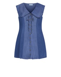 City Chic - Naomi Collar Mini Denim Dress