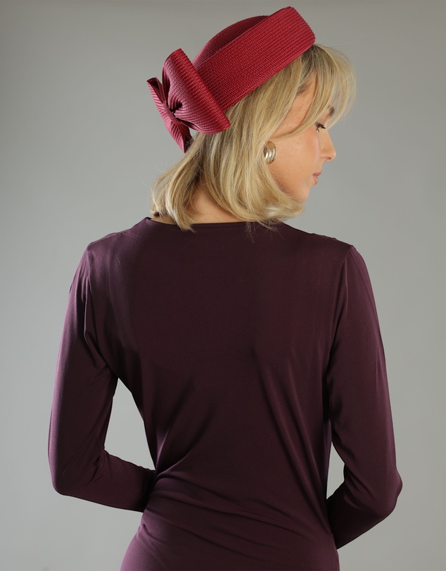 Morgan & Taylor - Tara Racewear Pillbox Hat in Burgundy Red