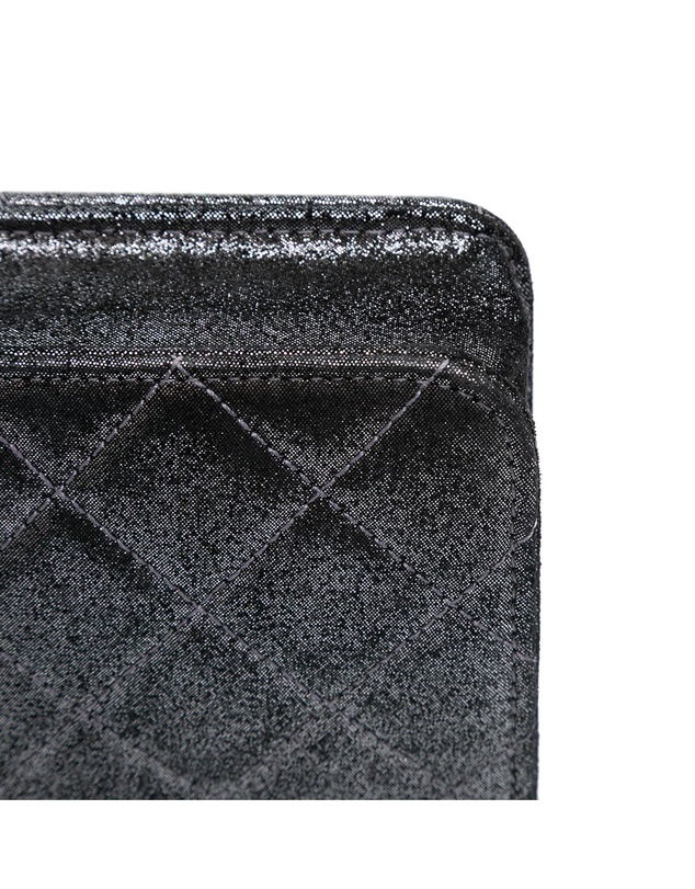 Pre-Loved by Azura Reborn - Pre-Loved Quilted Iridescent Lambskin Tartan Button Wallet On Chain