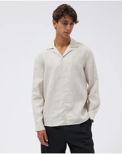 AERE - Linen LS Camp Collar Shirt