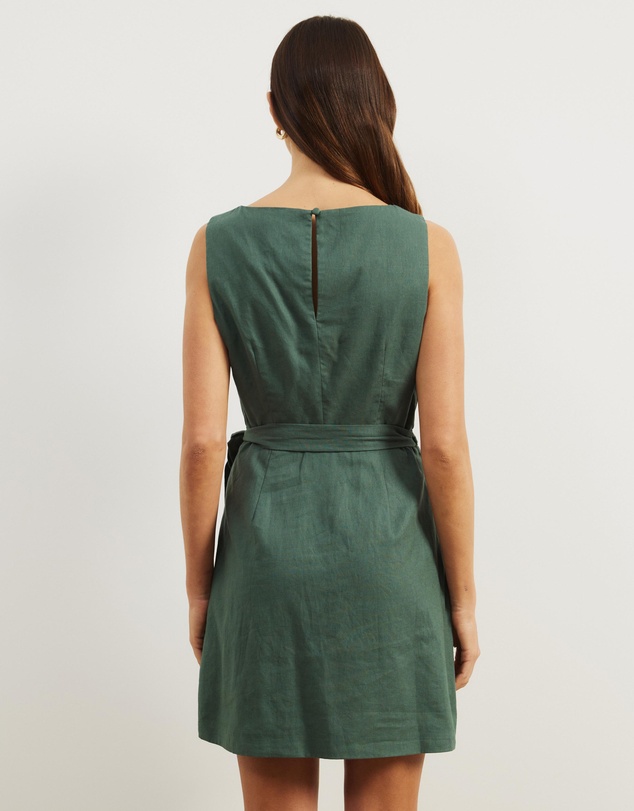 Atmos&Here - Diana Linen Blend Wrap Mini Dress