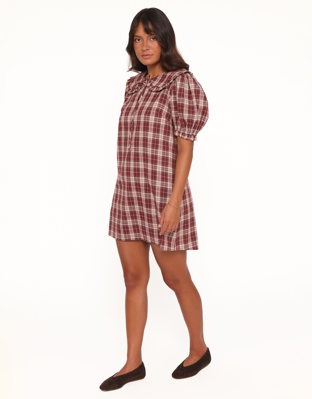 Petal & Pup - Yaris Mini Dress - Burgundy Plaid