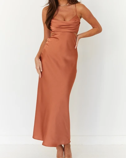 Beginning Boutique - Taleah Cut Out Maxi Dress Mocha