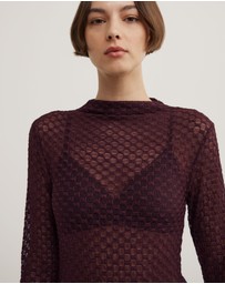 Witchery - Textured Mesh Long Sleeve Top