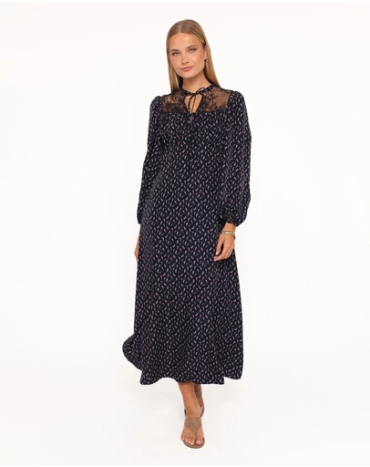 Petal & Pup - Tillie Long Sleeve Maxi Dress - Navy Tulip Floral
