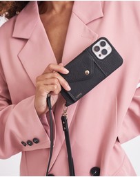 LOUVE COLLECTION - Leather Phone Case Wallet & Strap + Pearl Wristlet