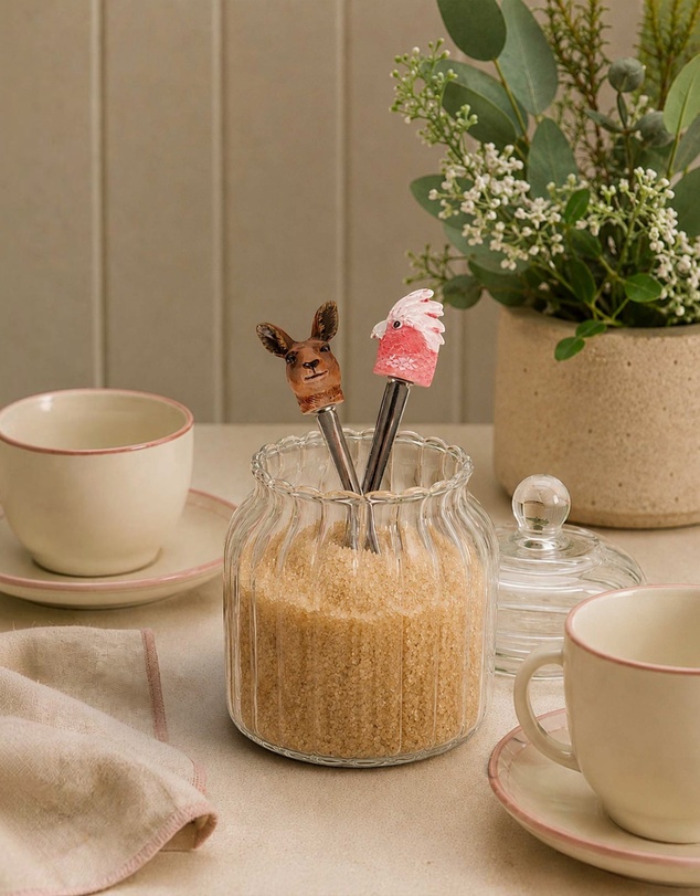 La La Land - Resin Spoons Aussie Cuties Pink Galah & Kangaroo