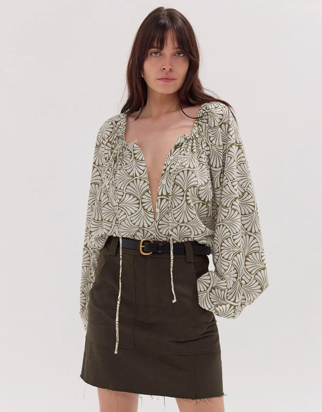 Cloth & Co. - The Block Print Blouse | Olive