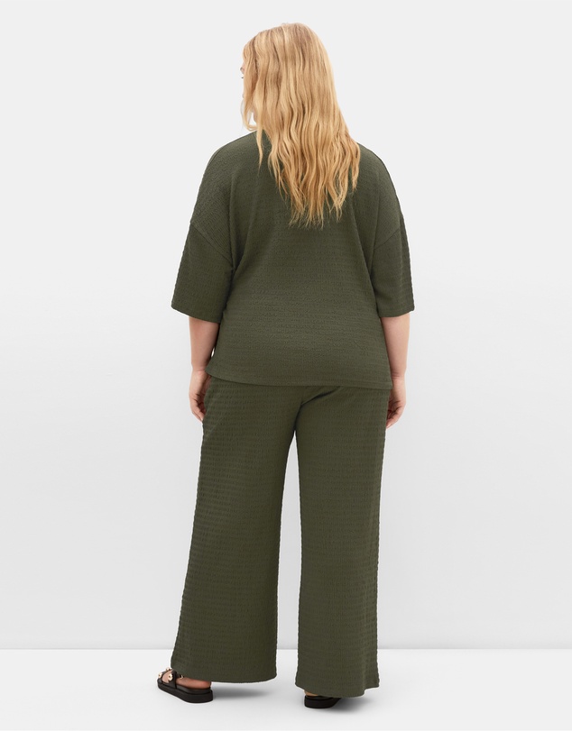 City Chic - Plus size Brianna Side Tie Top - khaki